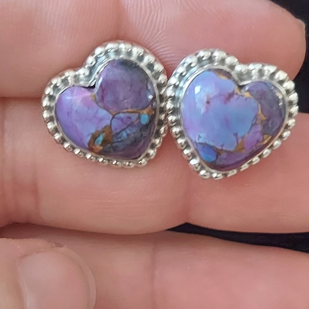 Heart Sterling Silver Purple Kingman Dalia Earrings